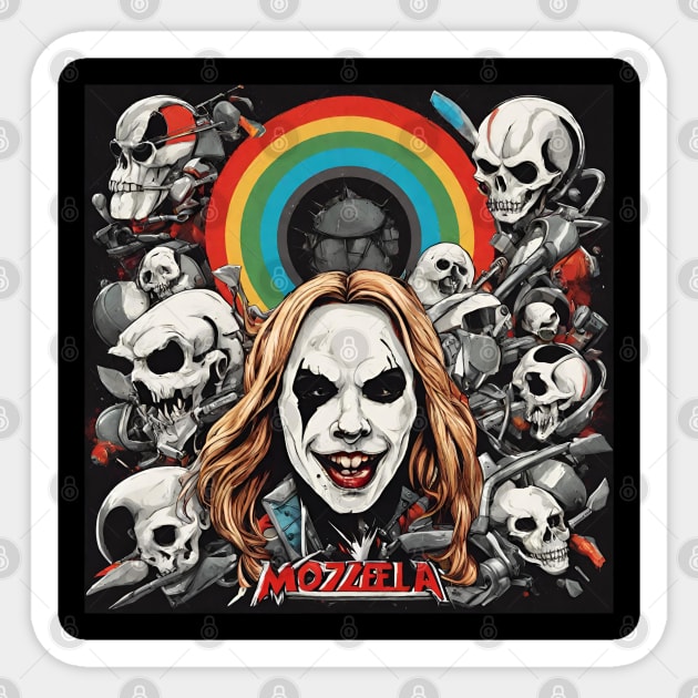 HEAVY METAL Mozzarella  Skulls Retro Art Sticker by Klau